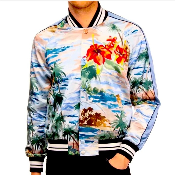 Valentino Other - VALENTINO HAWAIIAN COUTURE Satin Bomber Jacket. (Italian 50)